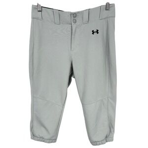 Under Armour Womens Softball Pants Gray Cropped Medium Fit Dry Gear Athletic